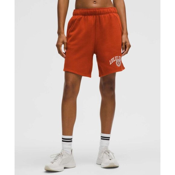Lululemon Scuba Mid-Rise Oversized Shorts 7" Autumn Rust/Light Ivory Size S - Picture 1 of 6